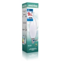 Светодиодная (LED) Свеча на ветру матовая Лампа Smartbuy-C37-9,5W/6000/E14 (SBL-C37Can-9_5-60K-E14)