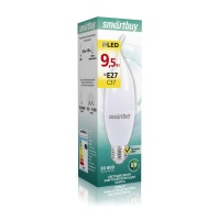 Светодиодная (LED) Свеча на ветру матовая Лампа Smartbuy-C37-9_5W/3000/E27 (SBL-C37Can-9_5-30K-E27)