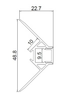 Алюминиевый профиль встраиваемый в гипсокартон 346 (2500*48,8*22,7мм с рассеивателем, внешний угол)