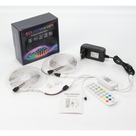 Набор светодиодной ленты 10XRGB30-A02 X12 (12V, RGB 30led/m 2x5m, IR, Wi-Fi, адаптер 220V, IP20)