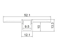 Алюминиевый профиль встраиваемый в гипсокартон 343 (2500*52,1/12,1*13,3мм с рассеивателем)