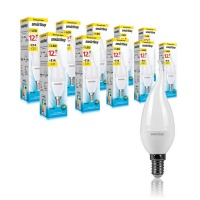 Светодиодная (LED) Свеча на ветру матовая Лампа Smartbuy-C37-12W/3000/E14 (SBL-C37Can-12-30K-E14)