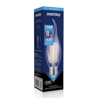 Светодиодная (LED) Свеча на ветру Лампа FIL Smartbuy-C37-8W/4000/E27 (SBL-C37FCan-8-40K-E27)/100
