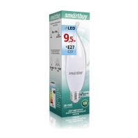 Светодиодная (LED) Свеча на ветру матовая Лампа Smartbuy-C37-9_5W/4000/E27 (SBL-C37Can-9_5-40K-E27)