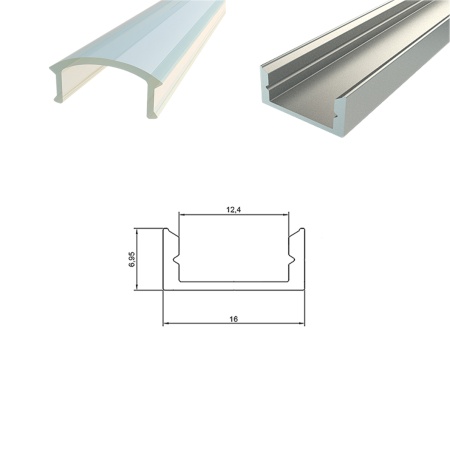 Алюминиевый профиль LC0716 209 (2000х16х7мм с рассеивателем)
