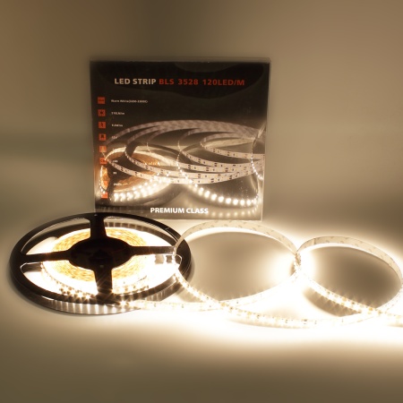 Светодиодная лента Class Premium, 3528, 120 led/m, warm white, 24V, IP33, A38