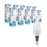 Светодиодная (LED) Свеча на ветру матовая Лампа Smartbuy-C37-07W/4000/E14 (SBL-C37Tip-07-40K-E14)