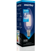 Светодиодная (LED) Лампа FIL Smartbuy-C37-8W/6000/E14 (SBL-C37F-8-60K-E14)